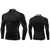 cheap Men&#039;s Active Tees &amp; Tanks-Men&#039;s Compression Shirt Running Shirt Long Sleeve Base Layer Summer Breathable Quick Dry Moisture Wicking Power Flex Fitness Gym Workout Running Sportswear Activewear Dark Grey Black White