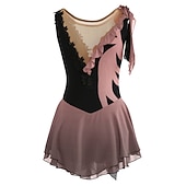preiswerte Eiskunstlaufkleider-Eiskunstlaufkleid Damen Mädchen Eislaufen Kleider Austattungen Yan-pink  Violett Wie im Bild Patchwork Asymmetrischer Saum Gitter Spandex Hochelastisch Praxis Professionell Wettbewerb