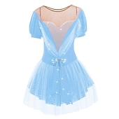 baratos Vestidos de Patinação Artística-Vestidos para Patinação Artística Mulheres Para Meninas Patinação no Gelo Vestidos Roupa Branco Leite Vermelho Escuro Amarelo e amarelo Elastano Elasticidade Alta Competição Roupa para Patinação