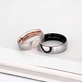preiswerte Herrenschmuck &amp; Halsketten &amp; Ringe-Herren Damen 2St Manschettenknöpfe Eheringe Bandring Verlobungsring Hochzeit Party zweifarbig damas Einfach Silber