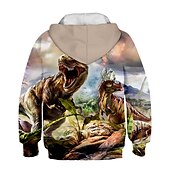 cheap Boy&#039;s 3D Animals-Kids Boys Girls Hoodie Pullover Cat Dinosaur Animal 3D Print Long Sleeve Kid Top Casual 2-12 Years Winter White Red Blue
