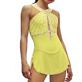 cheap Figure Skating Dresses-Figure Skating Dress Women&#039;s Girls&#039; Ice Skating Dress Black White Pink Open Back Mesh Spandex High Elasticity Training Competition Skating Wear Crystal / Rhinestone Sleeveless Ice Skating Figure