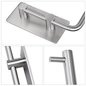 economico Set di accessori da bagno-il set di accessori per il bagno in acciaio inossidabile include portarotolo multifunzione e ganci per accappatoio 4 pezzi nero opaco senza punzonatura e argento spazzolato con adesivo a forte