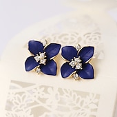 abordables Boucles d&#039;oreilles-1 paire Boucles d&#039;oreille Clou For Femme Soirée Casual du quotidien Strass Plaqué or Floral Fleur Camélia