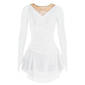 Недорогие Платья для фигурного катания-Платье для фигурного катания Жен. Девочки Катание на коньках Платья Белый Черный Красный Открытая спина Сетка Спандекс Эластичность Учебный Соревнование Одежда для фигурного катания Ручная работа