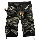 olcso Klasszikus-Férfi Rövidnadrágok Camo Shorts Planinarske kratke hlače Többzsebes Sima Álcázás Térdhossz Utcai sikk Fekete Katonai zöld Mikroelasztikus