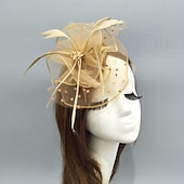 preiswerte Faszinator-Fascinators Kentucky Derby Hut Kopfbedeckung Federn Netz Fischerhut Hochzeit besonderer Anlass Damentag Melbourne Cup Cocktail mit Federn Rüschen Kopfbedeckung Kopfbedeckung