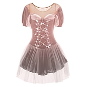 baratos Vestidos de Patinação Artística-Vestidos para Patinação Artística Mulheres Para Meninas Patinação no Gelo Vestidos Roupa Branco Leite Vermelho Escuro Amarelo e amarelo Elastano Elasticidade Alta Competição Roupa para Patinação