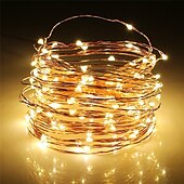 ieftine Acumulatoare-5m seturi de lumini siruri de lumini 50 led-uri smd 0603 1 telecomandă cu 13 taste 1 set alb cald alb multicolor Crăciun revelion petrecere rezistent la apă decorativ aa alimentat cu baterii