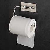 economico Set di accessori da bagno-il set di accessori per il bagno in acciaio inossidabile include portarotolo multifunzione e ganci per accappatoio 4 pezzi nero opaco senza punzonatura e argento spazzolato con adesivo a forte