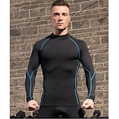 cheap Men&#039;s Active Tees &amp; Tanks-Men&#039;s Compression Shirt Running Shirt Long Sleeve Base Layer Summer Breathable Quick Dry Moisture Wicking Power Flex Fitness Gym Workout Running Sportswear Activewear Dark Grey Black White