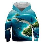 cheap Boy&#039;s 3D Animals-Kids Boys Girls Hoodie Pullover Cat Dinosaur Animal 3D Print Long Sleeve Kid Top Casual 2-12 Years Winter White Red Blue