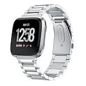זול להקות שעונים של Fitbit-רצועת מתכת 1 יחידה עבור fitbit versa 2/versa/versa lite מהדורת החלפת רצועת פלדת אל חלד מוצקה צמיד עסקי תואם לשעון חכם fitbit versa