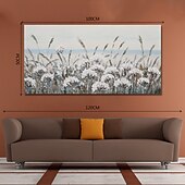 preiswerte Blumen-/Botanische Gemälde-Hang-Ölgemälde Handgemalte Horizontal Abstrakt Landschaft Blumenmuster / Botanisch Modern Fügen Innenrahmen / Gestreckte Leinwand