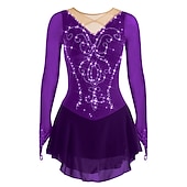 Недорогие Платья для фигурного катания-Платье для фигурного катания Жен. Девочки Катание на коньках Платья Белый Черный Красный Открытая спина Сетка Спандекс Эластичность Учебный Соревнование Одежда для фигурного катания Ручная работа