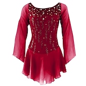 abordables Robes de Patinage Artistique-Robe de Patinage Artistique Femme Fille Patinage Robes Tenue Rose clair Blanc / Blanc Jaune et jaune Dos ouvert Spandex Micro-élastique Entraînement Tenue de Patinage Fait à la main Classique Cristal