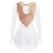 Недорогие Платья для фигурного катания-Платье для фигурного катания Жен. Девочки Катание на коньках Платья Белый Черный Красный Открытая спина Сетка Спандекс Эластичность Учебный Соревнование Одежда для фигурного катания Ручная работа