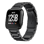 זול להקות שעונים של Fitbit-רצועת מתכת 1 יחידה עבור fitbit versa 2/versa/versa lite מהדורת החלפת רצועת פלדת אל חלד מוצקה צמיד עסקי תואם לשעון חכם fitbit versa