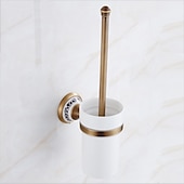 cheap Toilet Brush Holder-Toilet Brush with Holder,Antique Brass Ceramics Wall Mounted Rubber Painted Toilet Bowl Brush and Holder for Bathroom