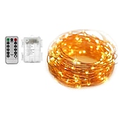 ieftine Acumulatoare-5m seturi de lumini siruri de lumini 50 led-uri smd 0603 1 telecomandă cu 13 taste 1 set alb cald alb multicolor Crăciun revelion petrecere rezistent la apă decorativ aa alimentat cu baterii