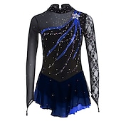 levne Šaty na krasobruslení-Šaty na bruslení Dámské Dívčí Buz Pateni Šaty Úbory Černá Fialová Nebeská modř Spandex Krajka Volnočasové sporty Soutěž Bruslařské oblečení Ručně vyrobeno Jednobarevné Módní Dlouhý rukáv Bruslen