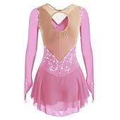 Недорогие Платья для фигурного катания-Платье для фигурного катания Жен. Девочки Катание на коньках Платья Белый Черный Красный Открытая спина Сетка Спандекс Эластичность Учебный Соревнование Одежда для фигурного катания Ручная работа