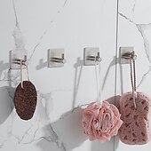 economico Set di accessori da bagno-il set di accessori per il bagno in acciaio inossidabile include portarotolo multifunzione e ganci per accappatoio 4 pezzi nero opaco senza punzonatura e argento spazzolato con adesivo a forte