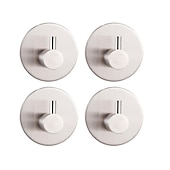 abordables Perchas para el albornoz-4 Uds ganchos de pared autoadhesivos duraderos de acero inoxidable 304 colgadores de pared impermeables a prueba de herrumbre para baños de cocina 3m