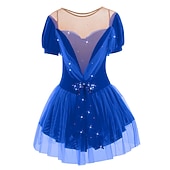 baratos Vestidos de Patinação Artística-Vestidos para Patinação Artística Mulheres Para Meninas Patinação no Gelo Vestidos Roupa Branco Leite Vermelho Escuro Amarelo e amarelo Elastano Elasticidade Alta Competição Roupa para Patinação