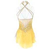 abordables Vestidos de Patinaje Artístico-Vestido de patinaje artístico Mujer Chica Patinaje Sobre Hielo Vestidos Accesorios Púrpula Claro Rosado morado Amarillo y amarillo Espalda Abierta Licra Microelástico Entrenamiento Ropa de Patinaje