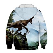 cheap Boy&#039;s 3D Animals-Kids Boys Girls Hoodie Pullover Cat Dinosaur Animal 3D Print Long Sleeve Kid Top Casual 2-12 Years Winter White Red Blue