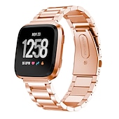 זול להקות שעונים של Fitbit-רצועת מתכת 1 יחידה עבור fitbit versa 2/versa/versa lite מהדורת החלפת רצועת פלדת אל חלד מוצקה צמיד עסקי תואם לשעון חכם fitbit versa