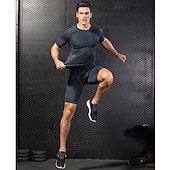billiga aktiva t-shirts och tankar för män-Herr Kompressionströja T-shirt för jogging Kortärmad T-shirt Sommar Andningsfunktion Snabb tork Fuktabsorberande Kondition Gymträning Löpning Sportkläder Sportkläder 3D Print Svart Vit Röd