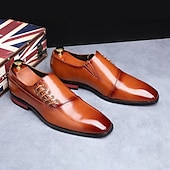abordables Officiel-chaussures habillées classiques en cuir marron pour hommes - idéales pour les événements formels et les réunions d&#039;affaires