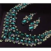 preiswerte Schmucksets-Brautschmuck-Sets 1 Set Kristall Strass Aleación 1 Halskette Ohrringe Damen Erklärung Mehrfarbig Niedlich Schick Birne Unregelmässig Schmuck-Set Für Party Hochzeit