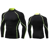 cheap Men&#039;s Active Tees &amp; Tanks-Men&#039;s Compression Shirt Running Shirt Long Sleeve Base Layer Summer Breathable Quick Dry Moisture Wicking Power Flex Fitness Gym Workout Running Sportswear Activewear Dark Grey Black White