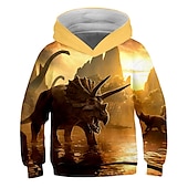 cheap Boy&#039;s 3D Animals-Kids Boys Girls Hoodie Pullover Cat Dinosaur Animal 3D Print Long Sleeve Kid Top Casual 2-12 Years Winter White Red Blue