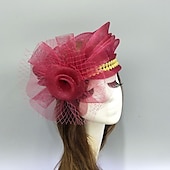 billige Coiffer-fascinators kentucky derby lue hodeplagg fjær nett bøtte lue bryllup spesiell anledning damedag melbourne kopp cocktail med sløyfer hette hodeplagg hodeplagg