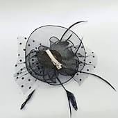 preiswerte Faszinator-Fascinators Kentucky Derby Hut Kopfbedeckung Federn Netz Fischerhut Hochzeit besonderer Anlass Damentag Melbourne Cup Cocktail mit Federn Rüschen Kopfbedeckung Kopfbedeckung