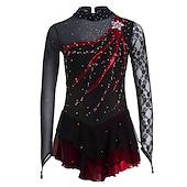 levne Šaty na krasobruslení-Šaty na bruslení Dámské Dívčí Buz Pateni Šaty Úbory Černá Fialová Nebeská modř Spandex Krajka Volnočasové sporty Soutěž Bruslařské oblečení Ručně vyrobeno Jednobarevné Módní Dlouhý rukáv Bruslen
