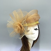 billige Coiffer-fascinators kentucky derby lue hodeplagg fjær nett bøtte lue bryllup spesiell anledning damedag melbourne kopp cocktail med sløyfer hette hodeplagg hodeplagg