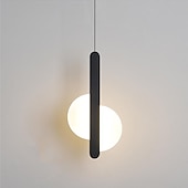 cheap Island Lights-20 cm LED Pendant Light Nordic Black Hanging Light with White Lampshade Dining Room Office Bedroom Simple Geometric Metal Black LED Modern 220-240V