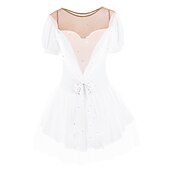 baratos Vestidos de Patinação Artística-Vestidos para Patinação Artística Mulheres Para Meninas Patinação no Gelo Vestidos Roupa Branco Leite Vermelho Escuro Amarelo e amarelo Elastano Elasticidade Alta Competição Roupa para Patinação