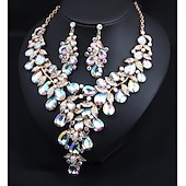 voordelige Sieradensets-Bruidssieradensets 1 set Kristal Strass Legering 1 Ketting Oorbellen Dames Uitspraak Kleurrijk Schattig Zin in hebben Bloem Onregelmatig Sieraden set Voor Bruiloft Feest