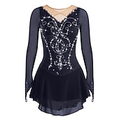 Недорогие Платья для фигурного катания-Платье для фигурного катания Жен. Девочки Катание на коньках Платья Белый Черный Красный Открытая спина Сетка Спандекс Эластичность Учебный Соревнование Одежда для фигурного катания Ручная работа