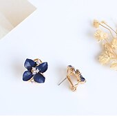 abordables Boucles d&#039;oreilles-1 paire Boucles d&#039;oreille Clou For Femme Soirée Casual du quotidien Strass Plaqué or Floral Fleur Camélia