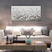 preiswerte Blumen-/Botanische Gemälde-Hang-Ölgemälde Handgemalte Horizontal Abstrakt Landschaft Blumenmuster / Botanisch Modern Fügen Innenrahmen / Gestreckte Leinwand