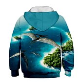 cheap Boy&#039;s 3D Animals-Kids Boys Girls Hoodie Pullover Cat Dinosaur Animal 3D Print Long Sleeve Kid Top Casual 2-12 Years Winter White Red Blue