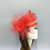 billige Coiffer-fascinators kentucky derby lue hodeplagg fjær nett bøtte lue bryllup spesiell anledning damedag melbourne kopp cocktail med sløyfer hette hodeplagg hodeplagg