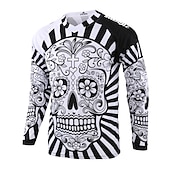 ieftine Tricouri pentru bărbați-Bărbați Jersey de ciclism Downhill Jersey Jachetă Dirt Bike Cranii Cu model Craniu de zahăr Manșon Lung Bicicletă Jerseu Topuri cu 3 buzunare spate Ciclism montan Ciclism stradal Termic cald